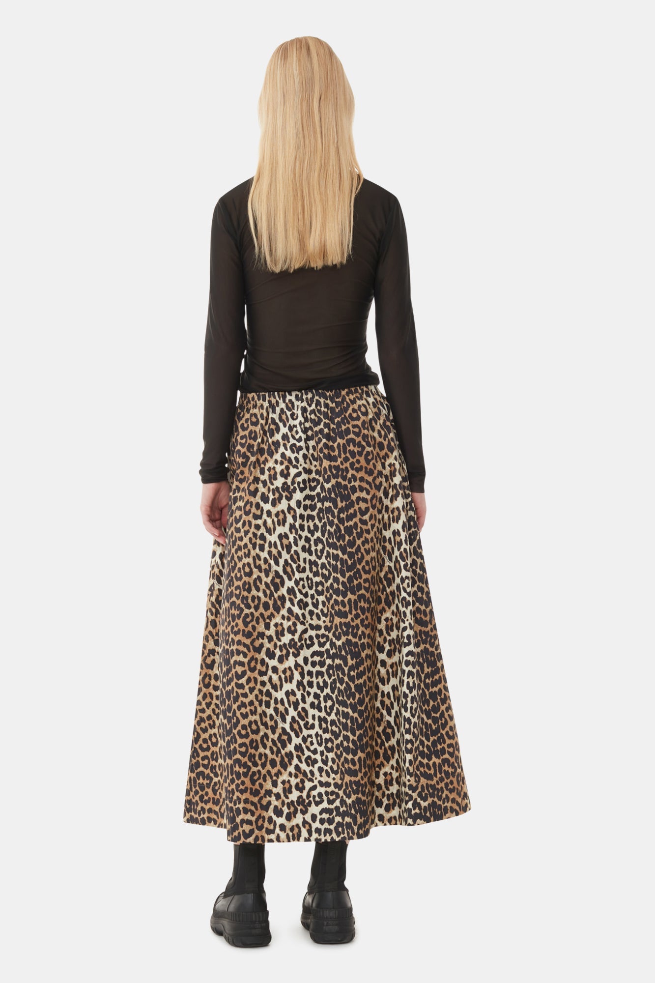 Jupe longue élastique en coton imprimé - Leopard