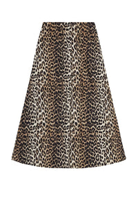 Jupe longue élastique en coton imprimé - Leopard