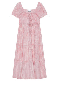 Robe texturée cloqué à volants - Bleached Mauve
