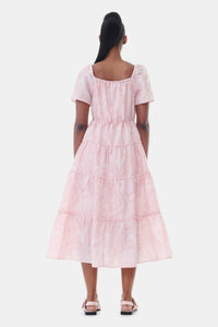 Robe texturée cloqué à volants - Bleached Mauve