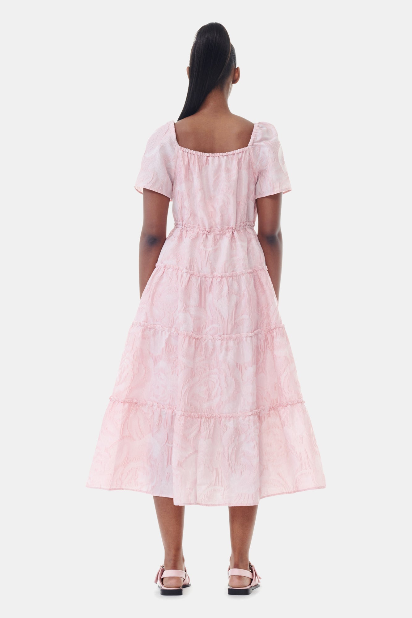 Robe texturée cloqué à volants - Bleached Mauve
