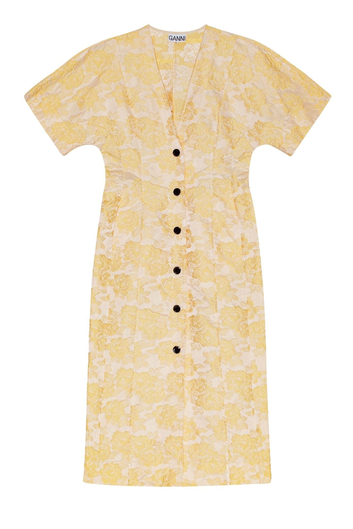 Robe midi à motif botanique en jacquard - Flan