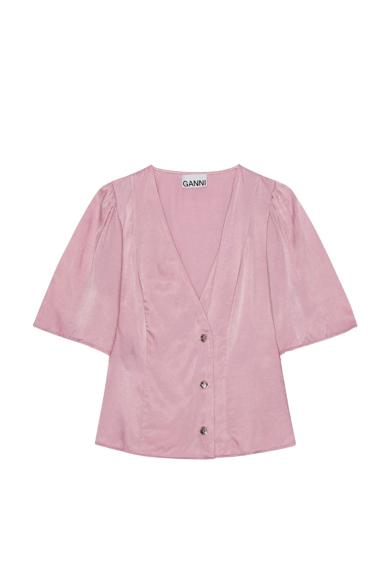 Blouse col V en satin - Bleached Mauve