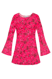 Robe courte à imprimé floral en satin - Raspberry Wine