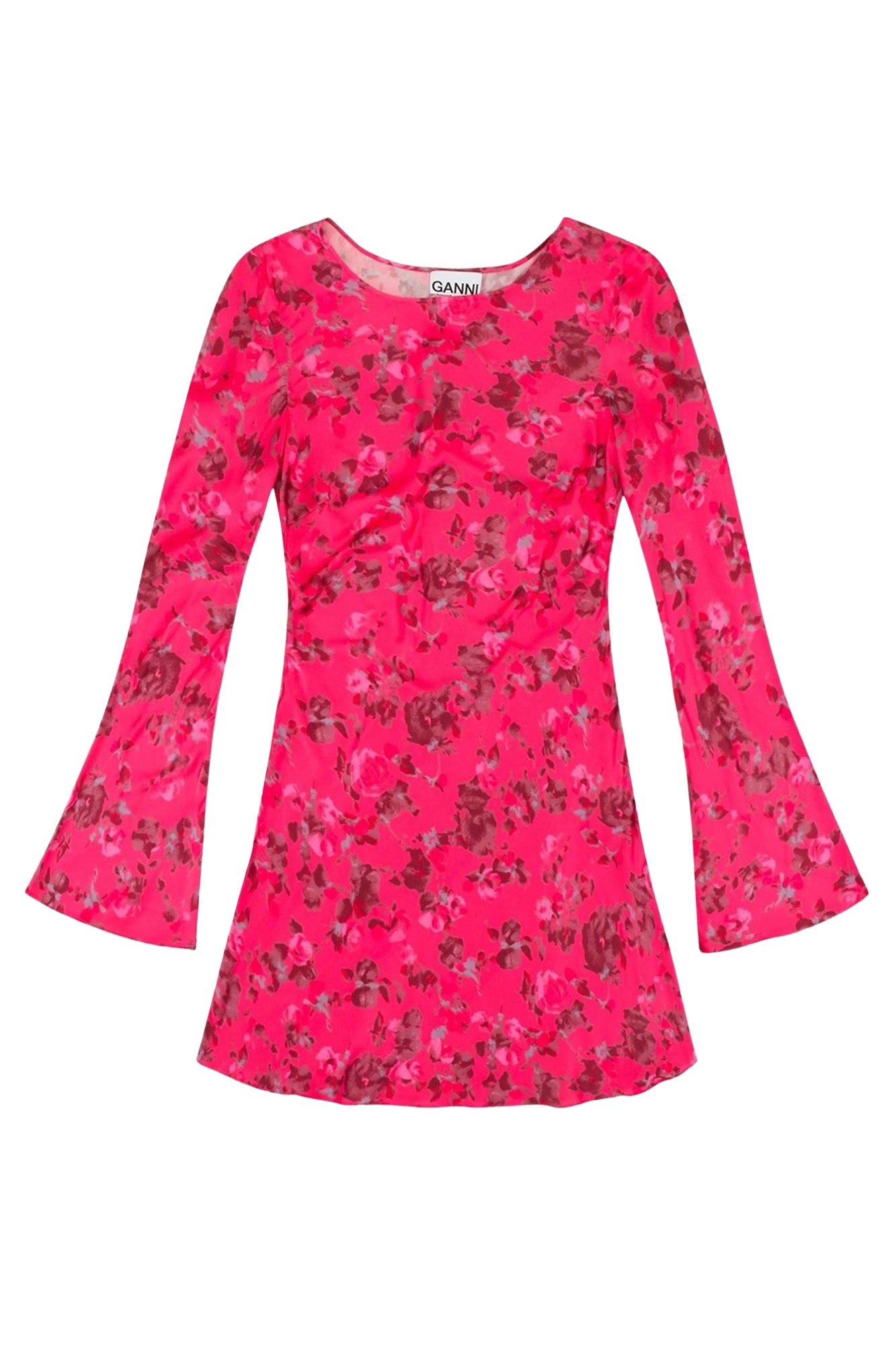 Robe courte à imprimé floral en satin - Raspberry Wine