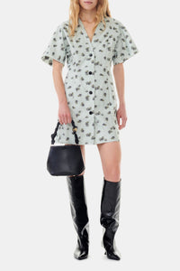 Robe courte en organza jacquard - Aqua Foam