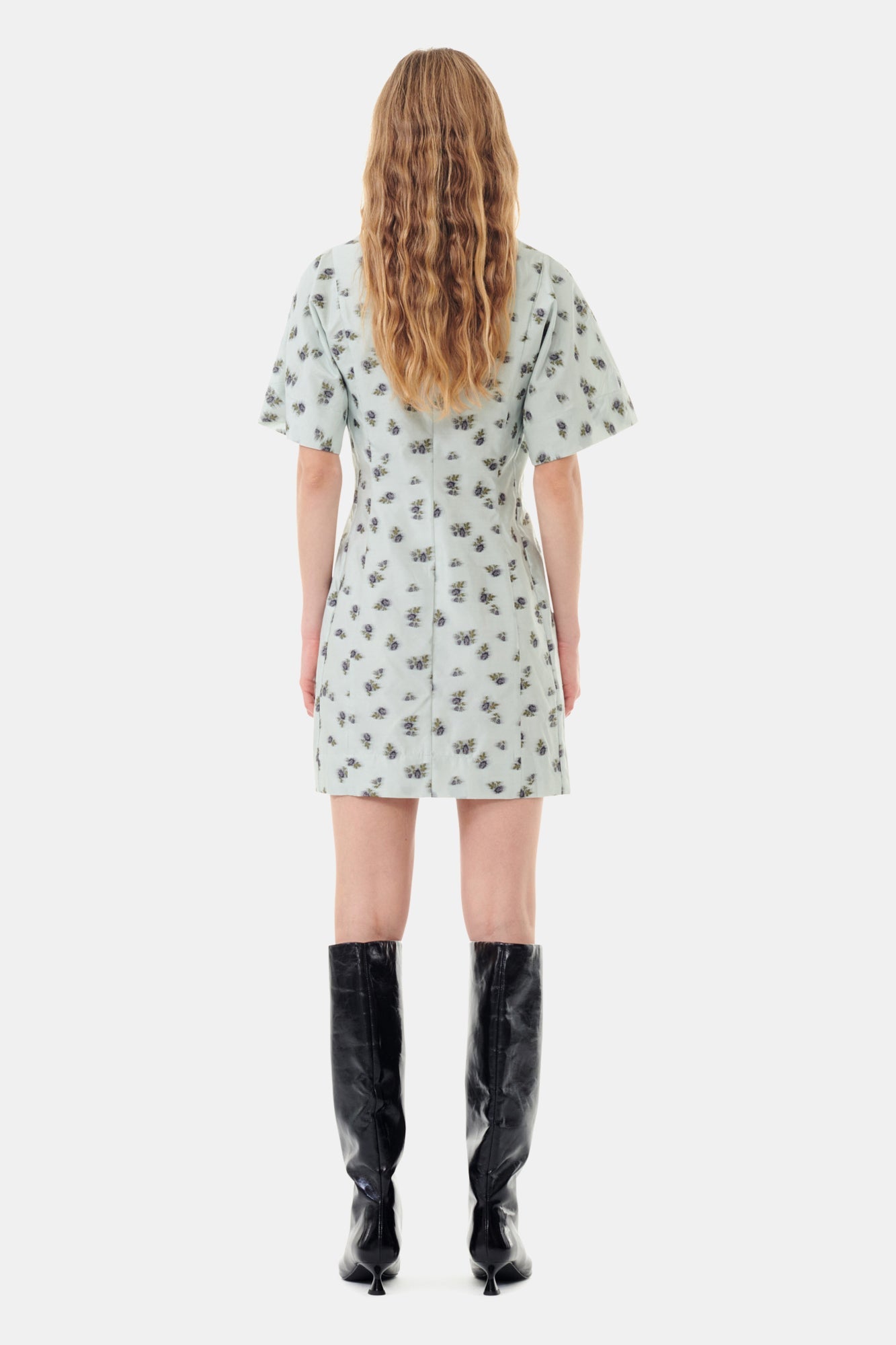 Robe courte en organza jacquard - Aqua Foam