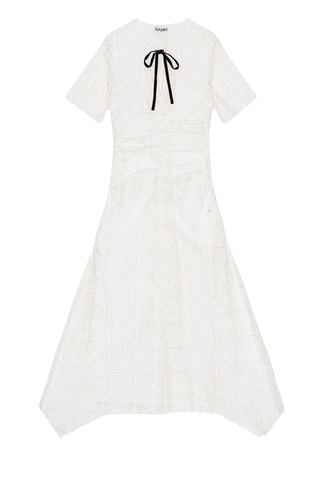 Robe longue à broderie anglaise - Egret