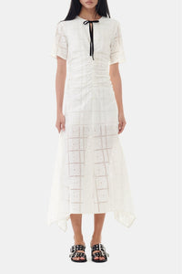Robe longue à broderie anglaise - Egret