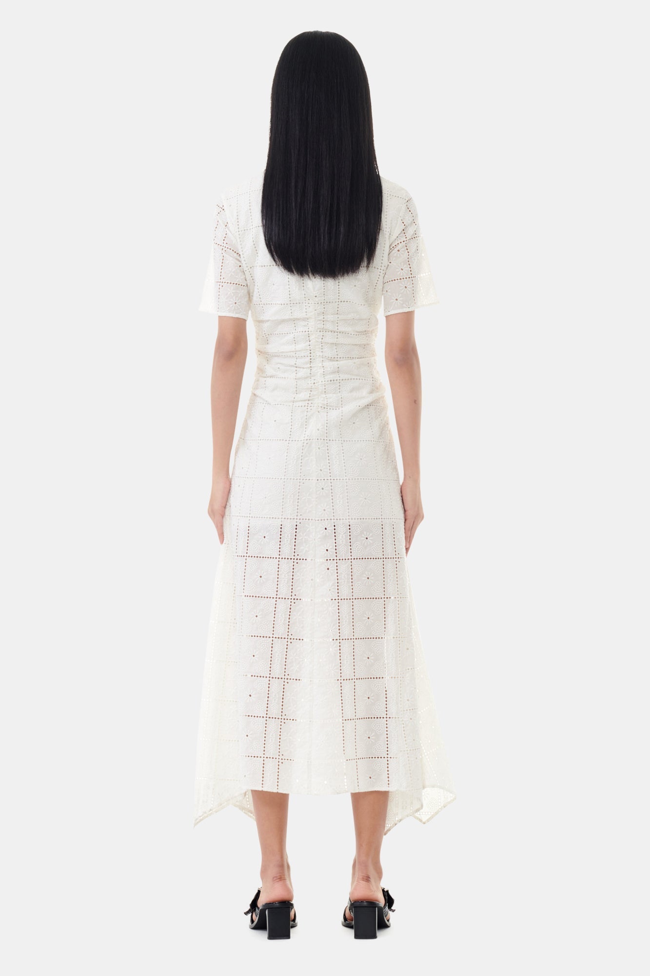 Robe longue à broderie anglaise - Egret