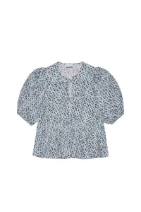Floral print peplum blouse - Glacier Lake