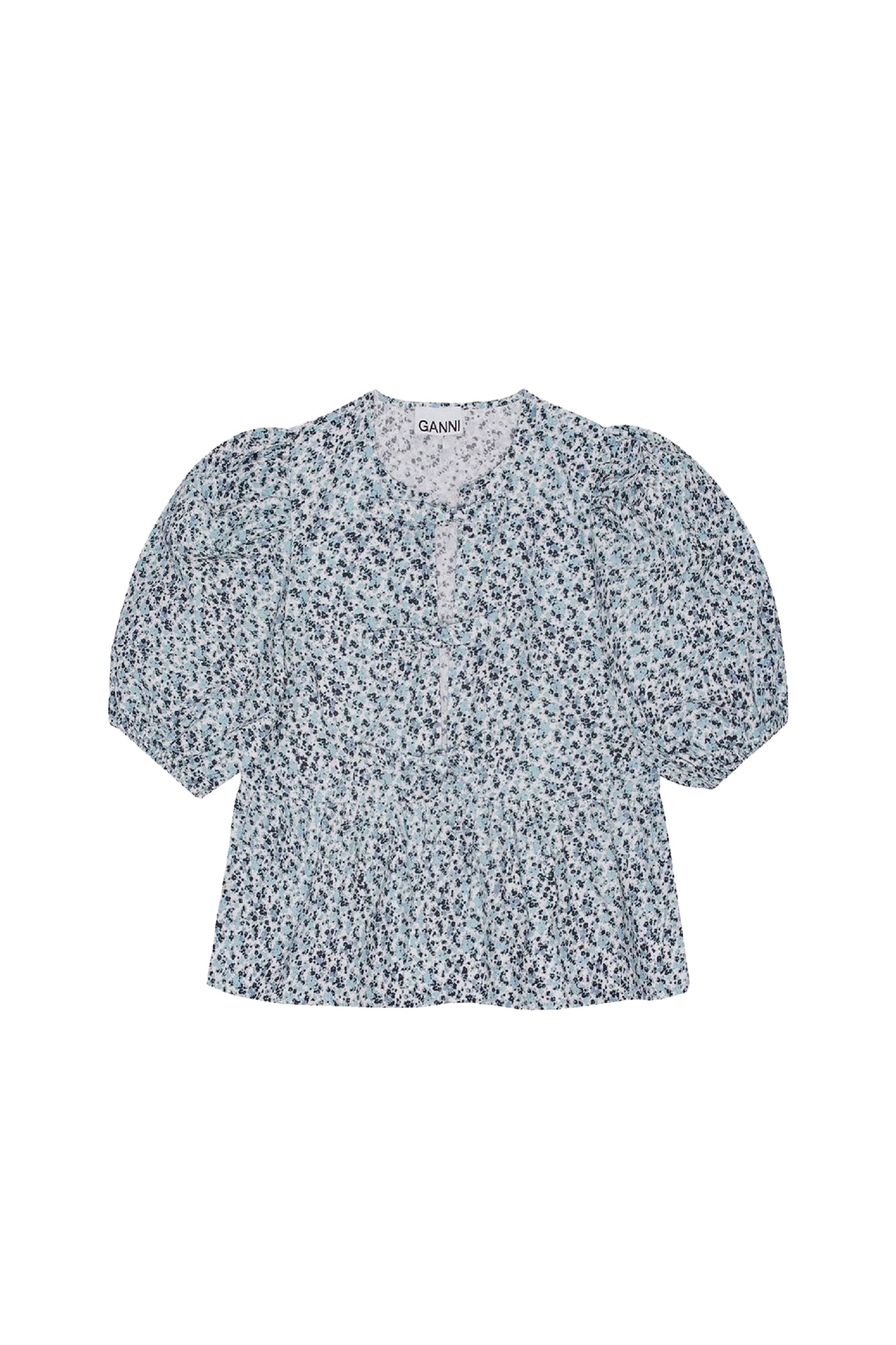 Floral print peplum blouse - Glacier Lake