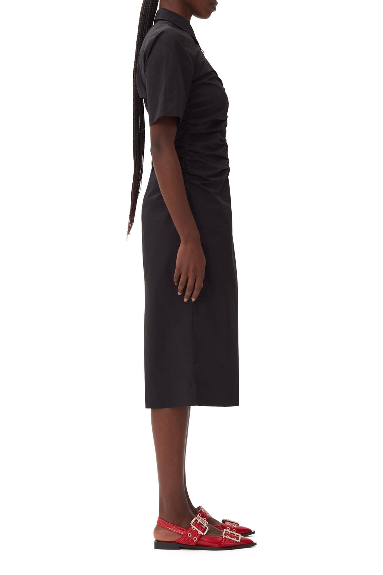 Robe midi froncée - Black