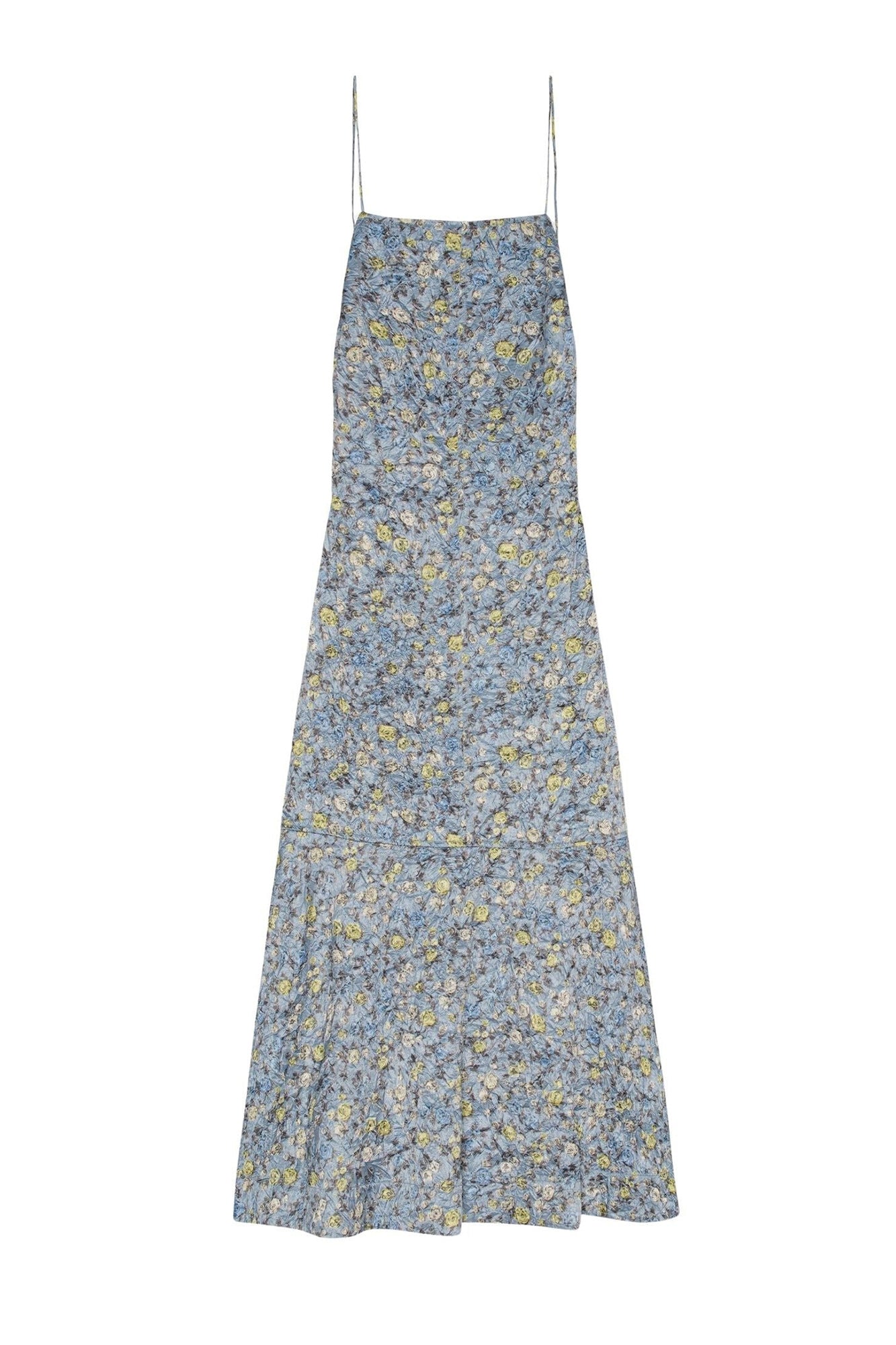 Robe longue fluide à imprimé floral en satin - Dusty Blue