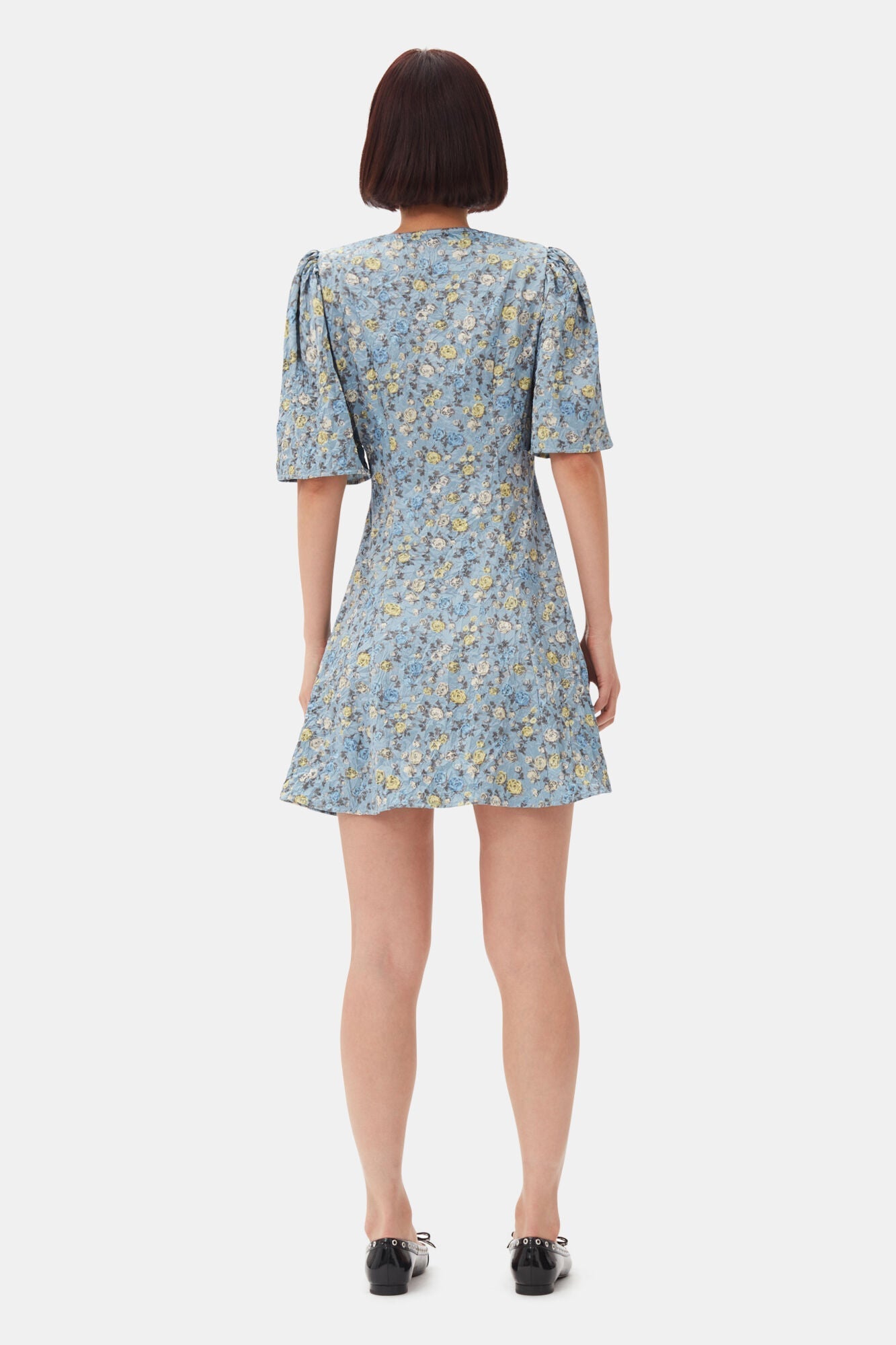Robe courte croisé à imprimé fleuri - Dusty Blue