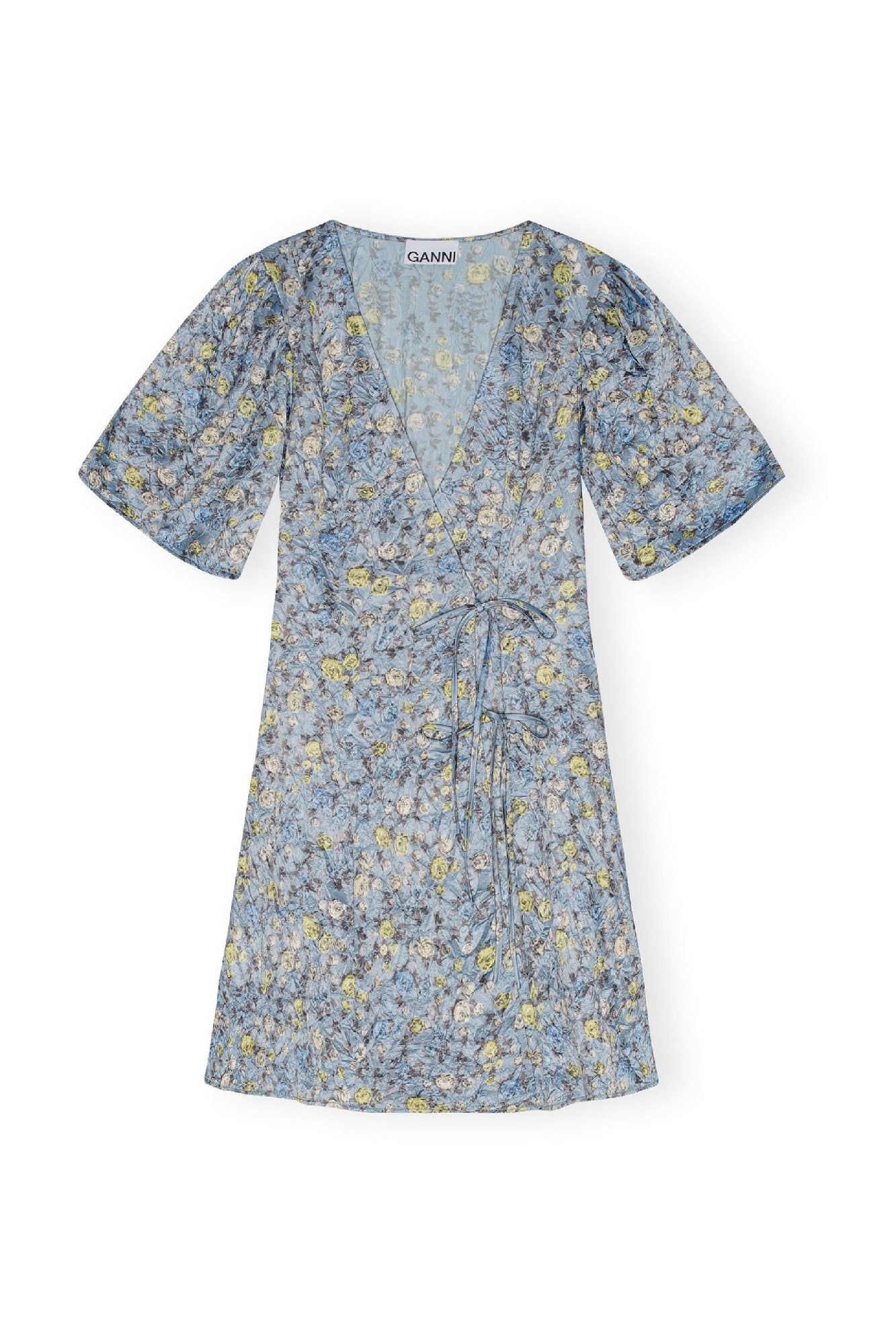 Robe courte croisé à imprimé fleuri - Dusty Blue