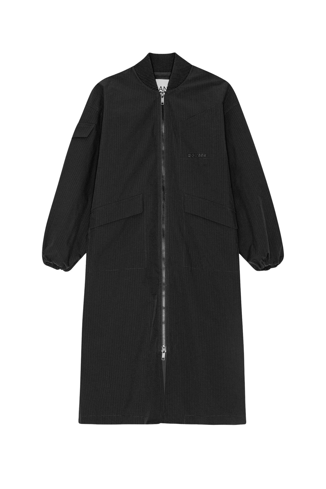 Manteau Shell oversize en seersucker - Black