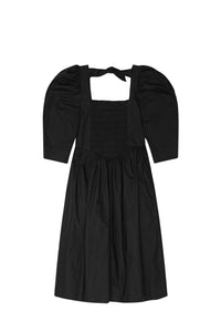 Gathered short dress in organic - Black
