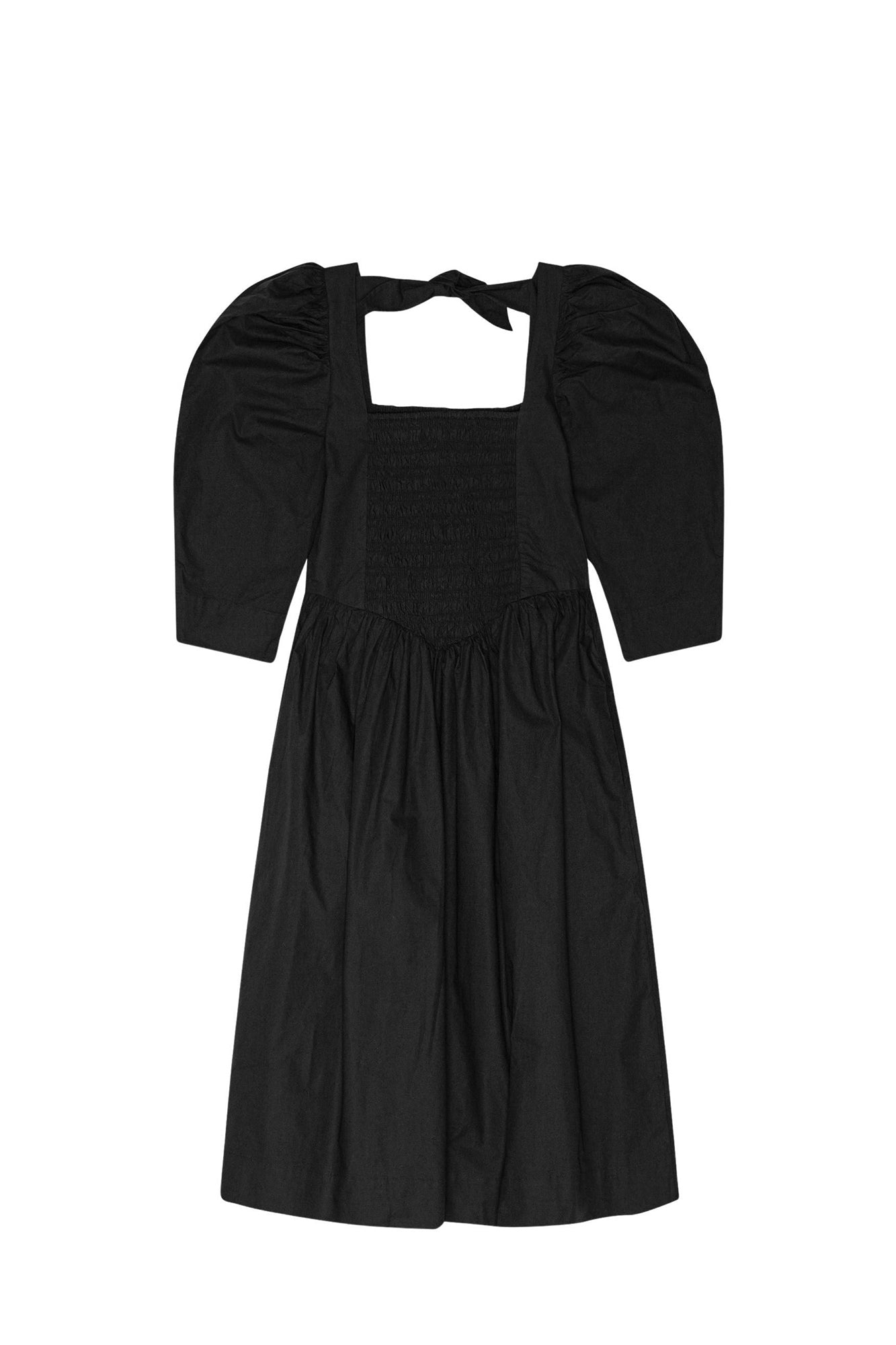 Gathered short dress in organic - Black