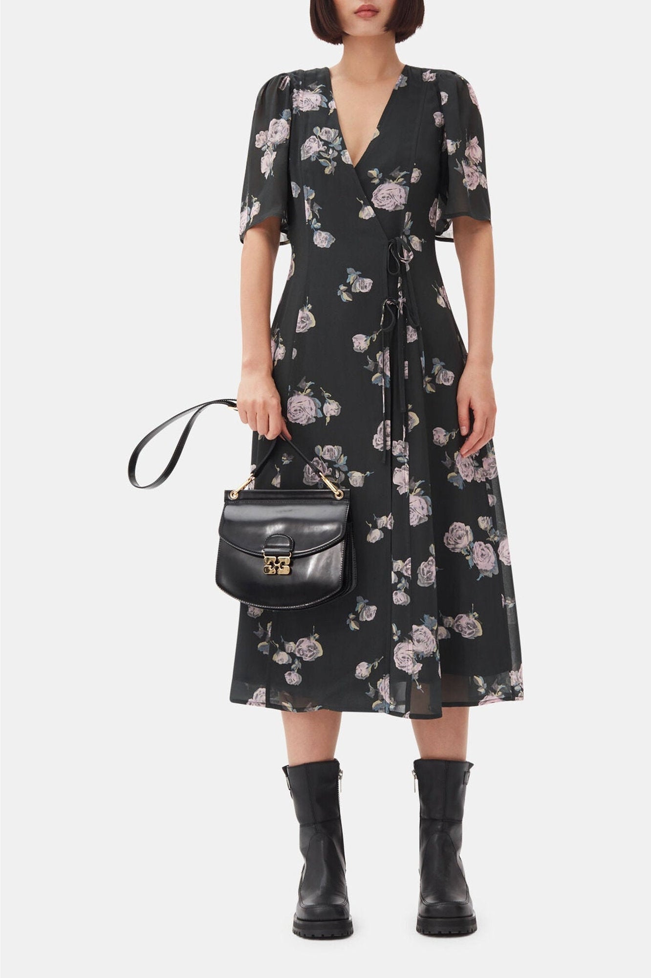 Robe midi croisée à imprimé fleuri - Climbing Ivy