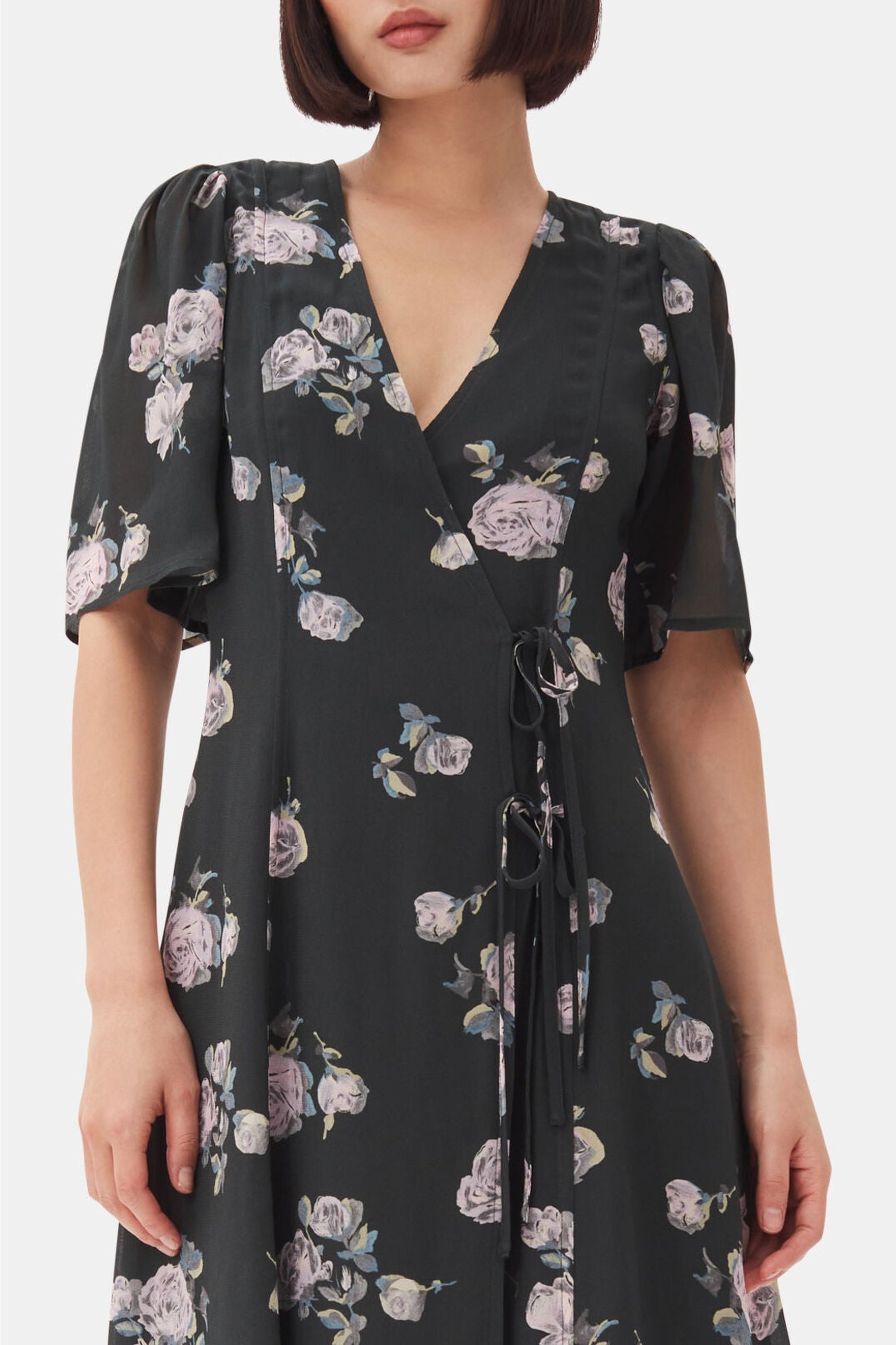 Robe midi croisée à imprimé fleuri - Climbing Ivy