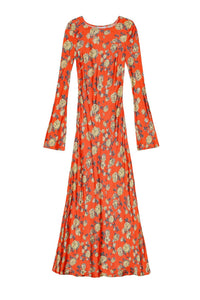 Robe longue à imprimé floral en satin - Poinciana