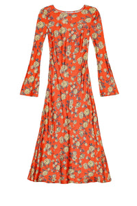 Floral print satin maxi dress - Poinciana