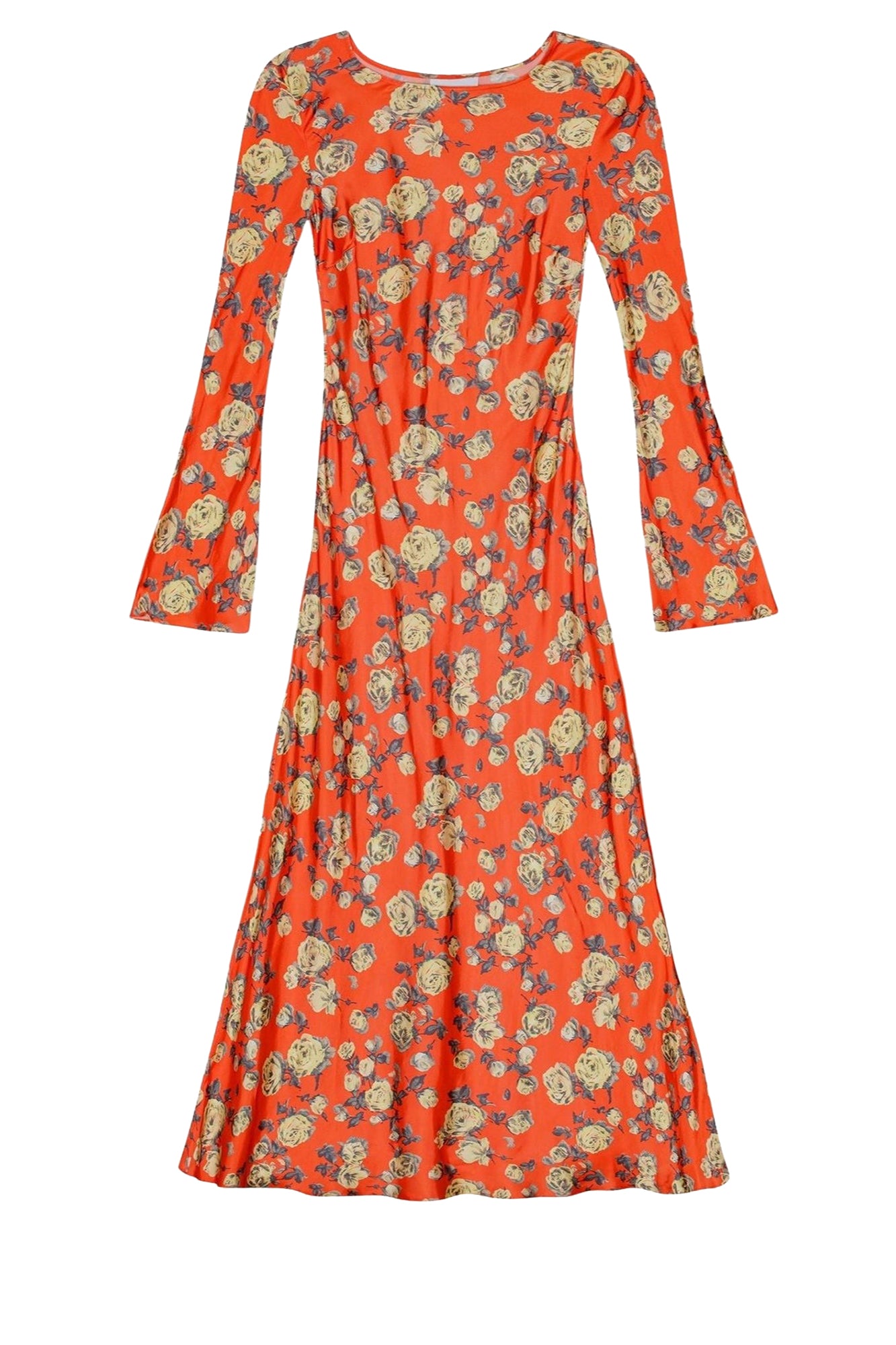 Floral print satin maxi dress - Poinciana