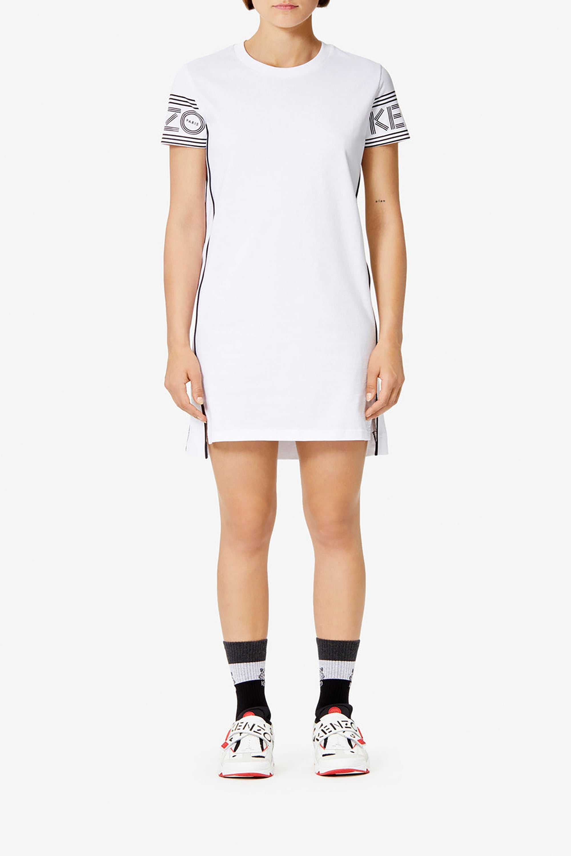 Robe t-shirt logo Kenzo liserés latéraux - White