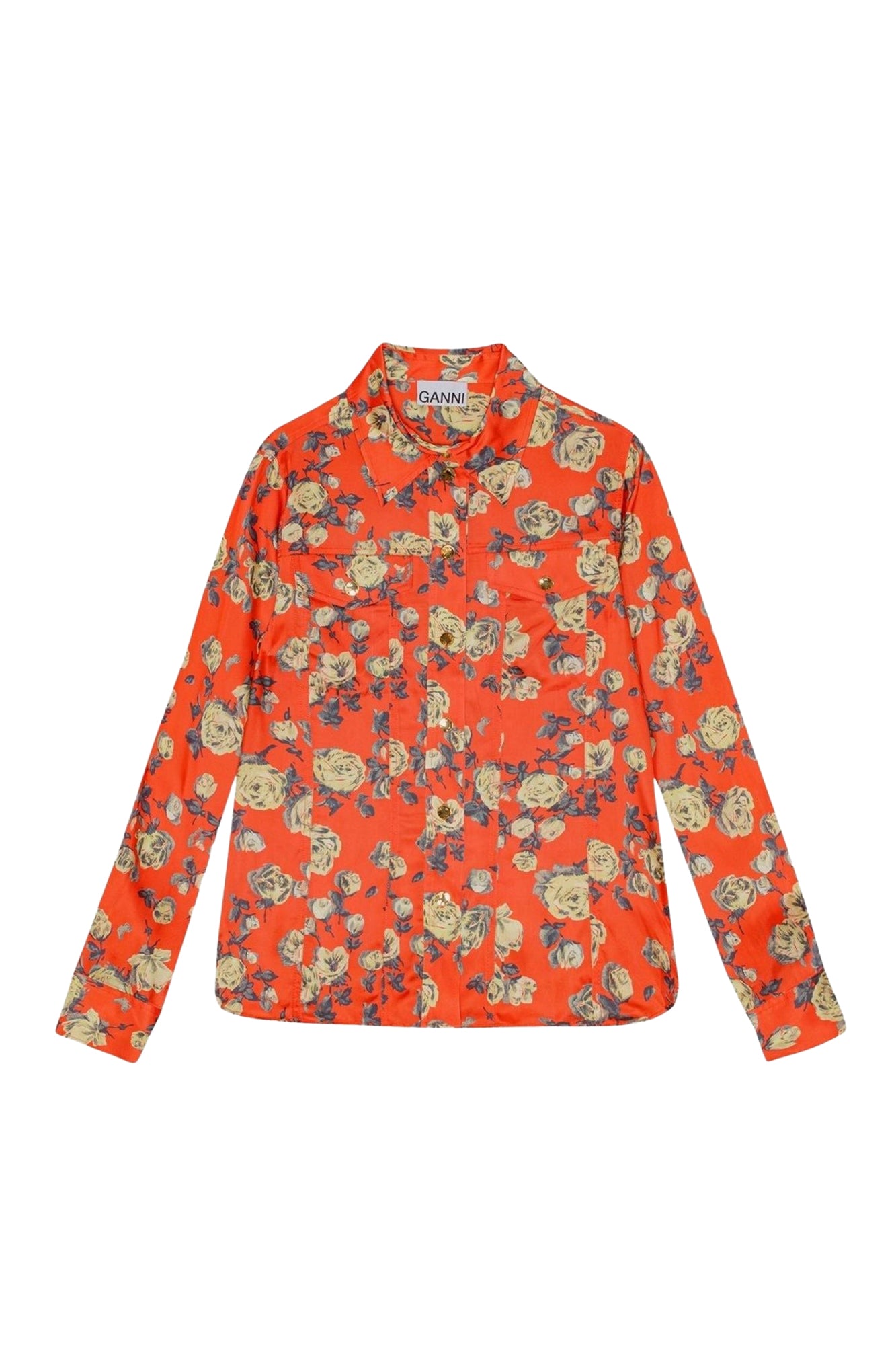Chemise à imprimé floral en satin - Poinciana