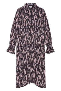 Robe midi plissée en georgette imprimée florale - Phantom