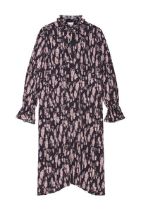 Pleated floral print georgette midi dress - Phantom