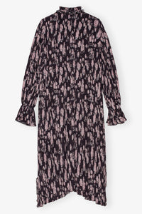 Robe midi plissée en georgette imprimée florale - Phantom