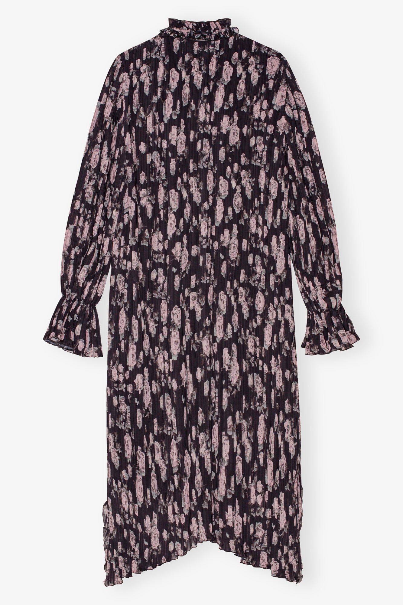 Robe midi plissée en georgette imprimée florale - Phantom
