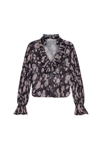 Floral print pleated georgette blouse - Phantom