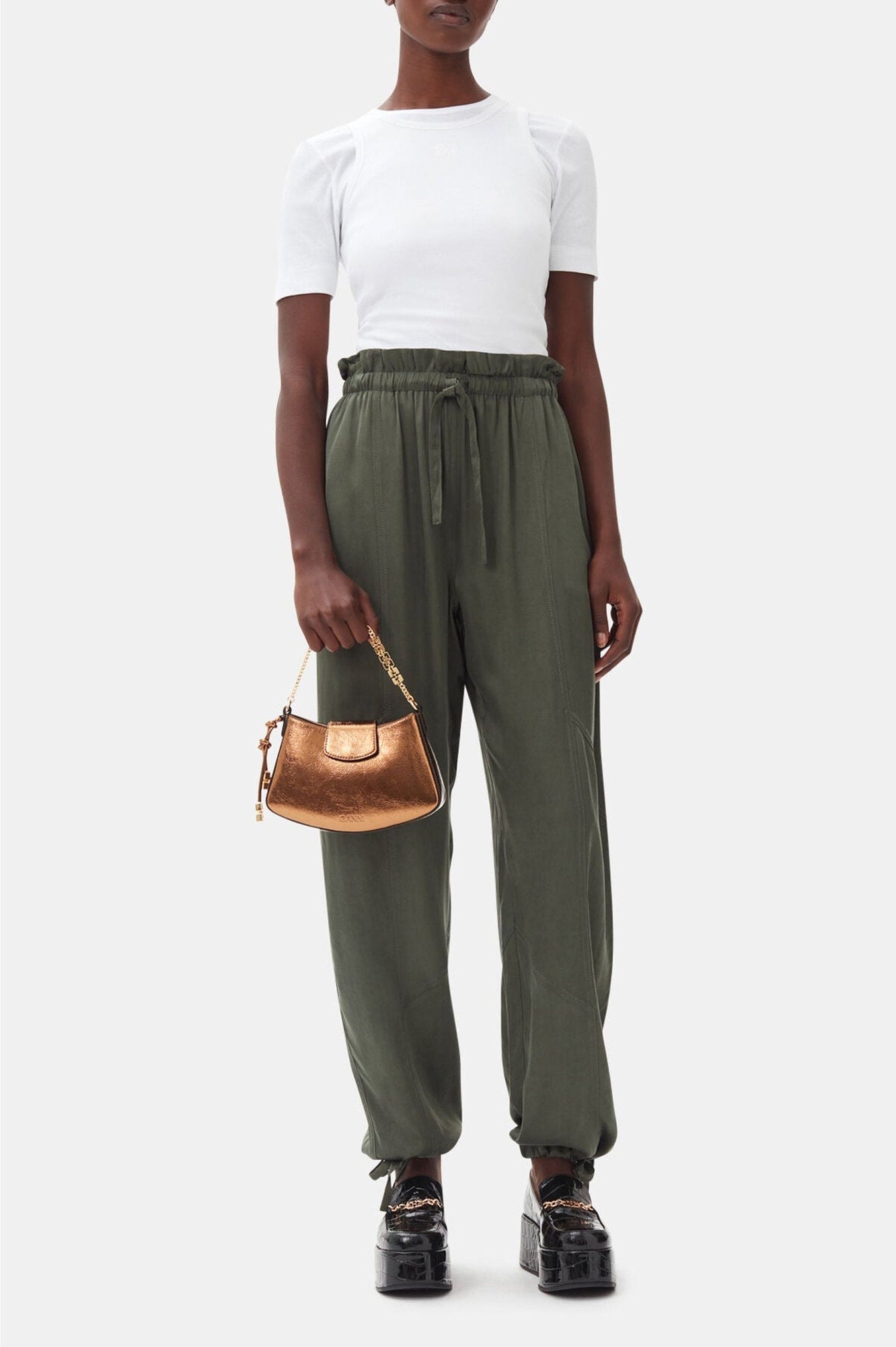 Pantalon avec cordon de serrage en satin - Climbing Ivy