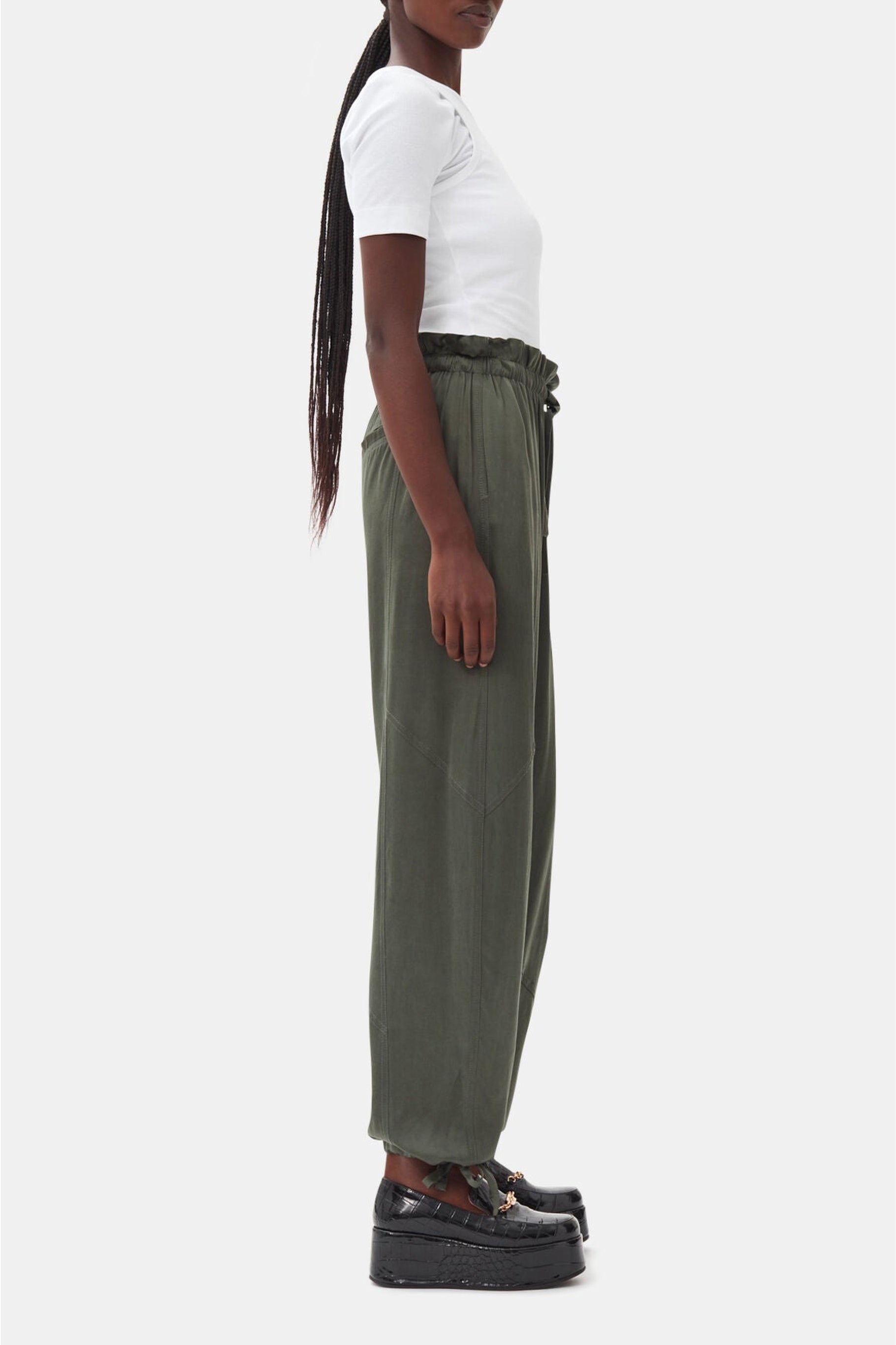 Pantalon avec cordon de serrage en satin - Climbing Ivy