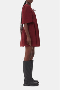Short double-breasted dress with knotted details - Winery