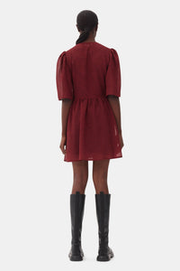 Short double-breasted dress with knotted details - Winery