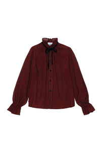Blouse with ruffled collar and sleeves - Winery