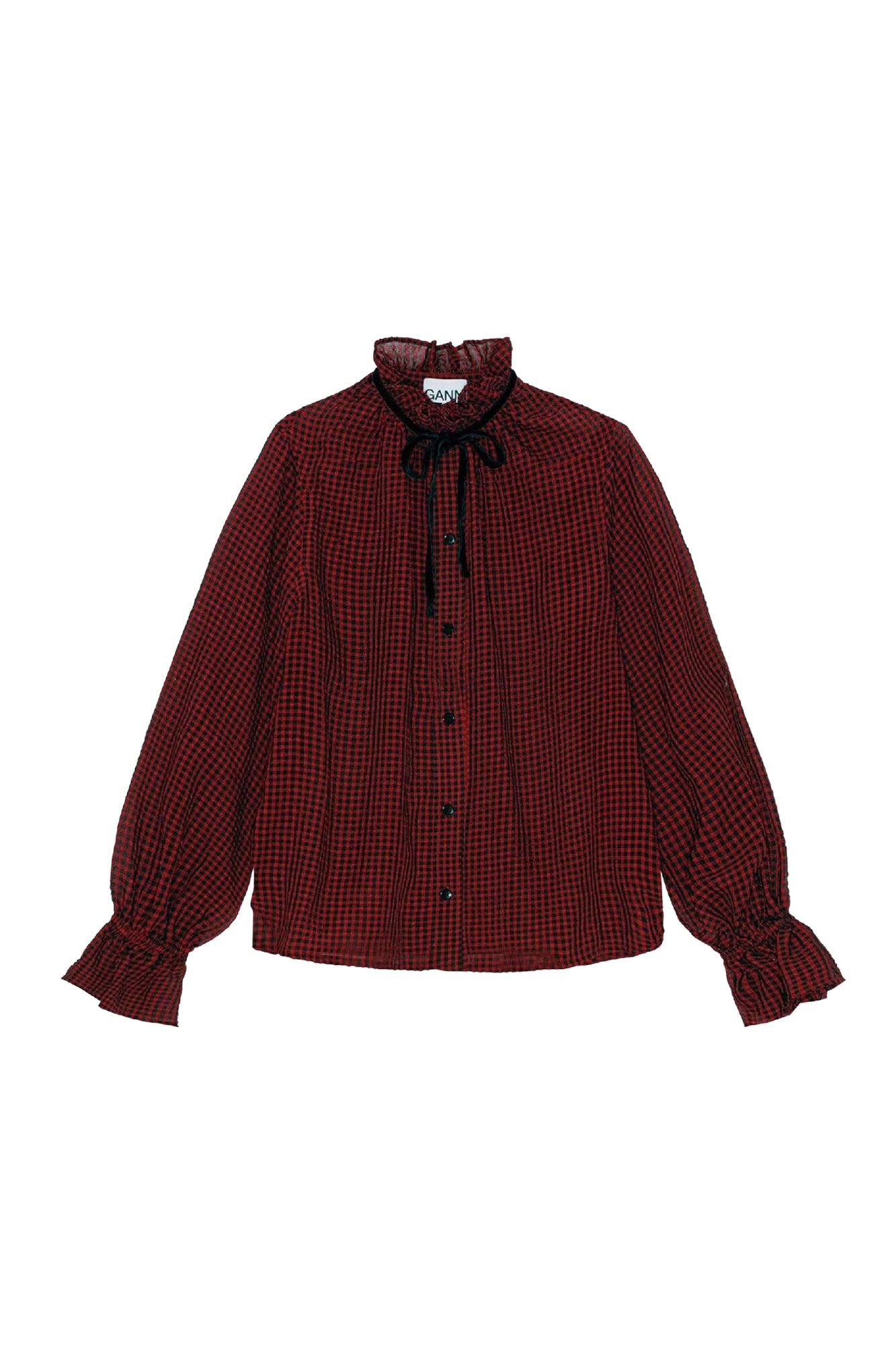 Blouse with ruffled collar and sleeves - Winery