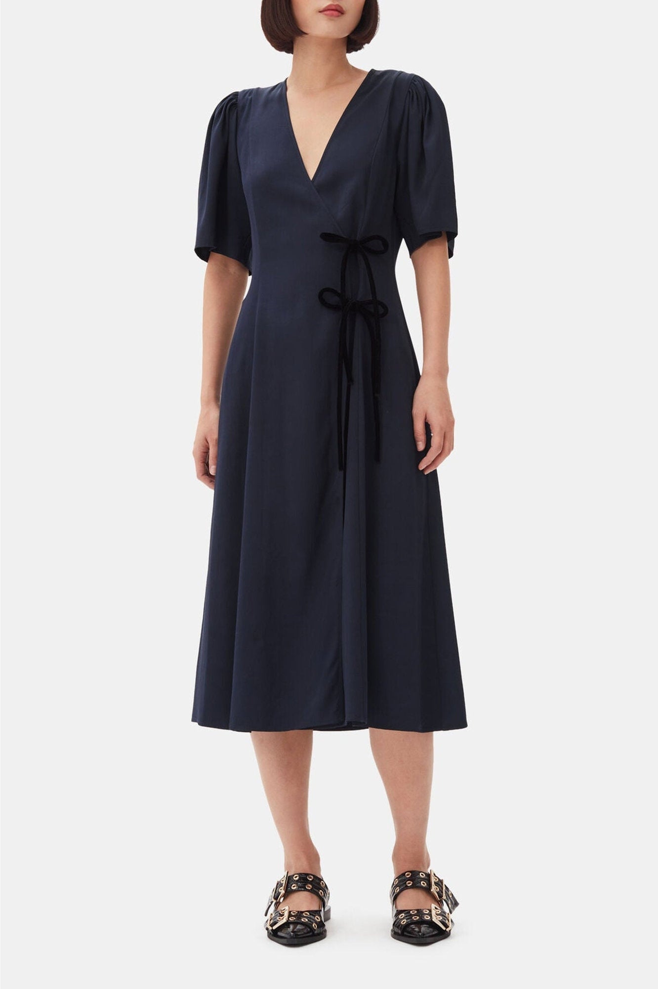 Robe midi manches ballon - Sky Captain