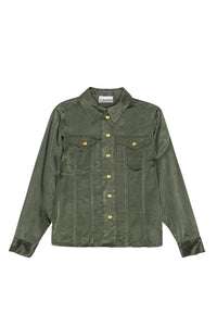 Chemise cintrée et boutonnée en satin - Climbing Ivy