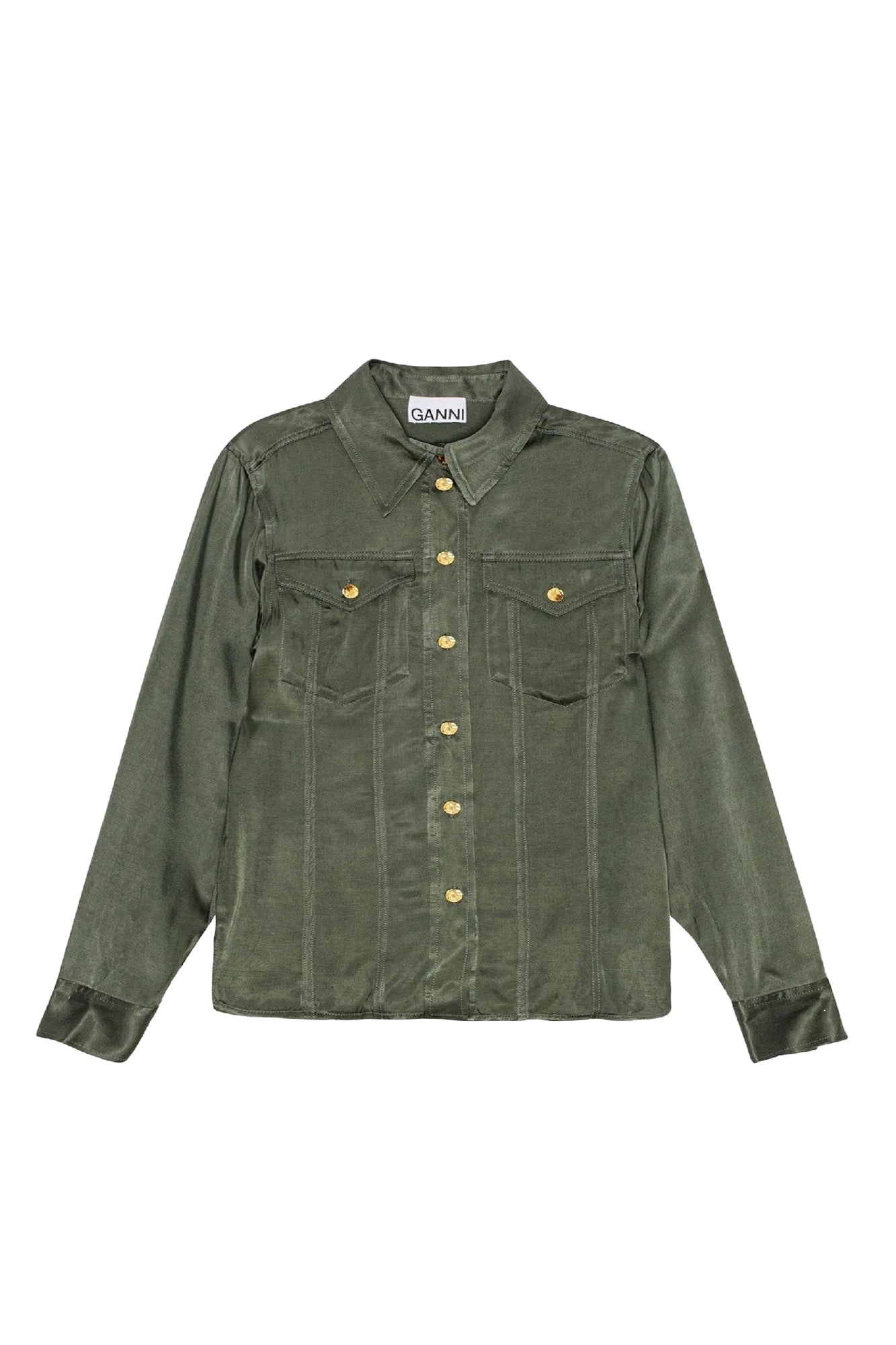 Chemise cintrée et boutonnée en satin - Climbing Ivy
