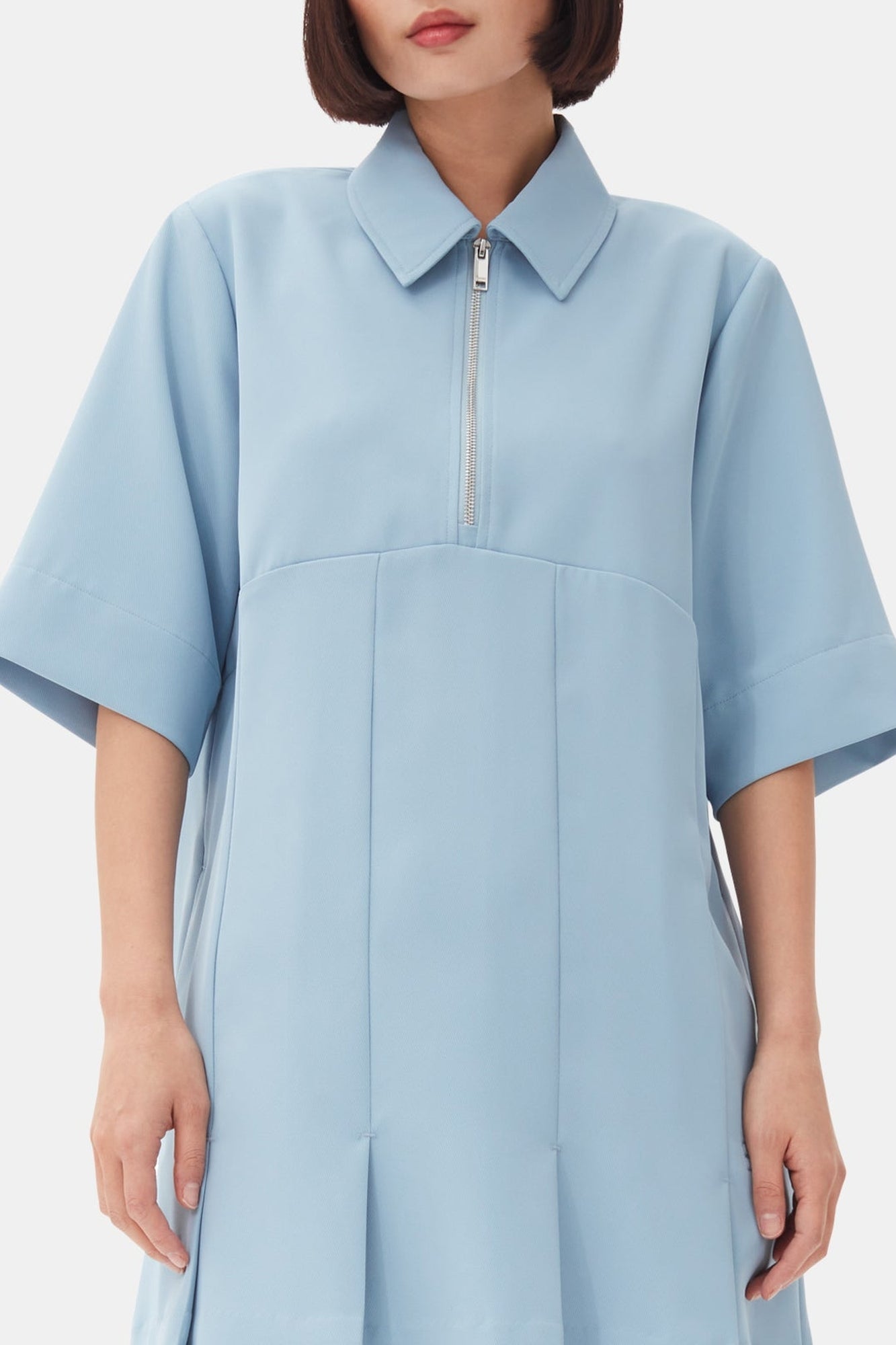 Robe courte en twill - Dusty Blue