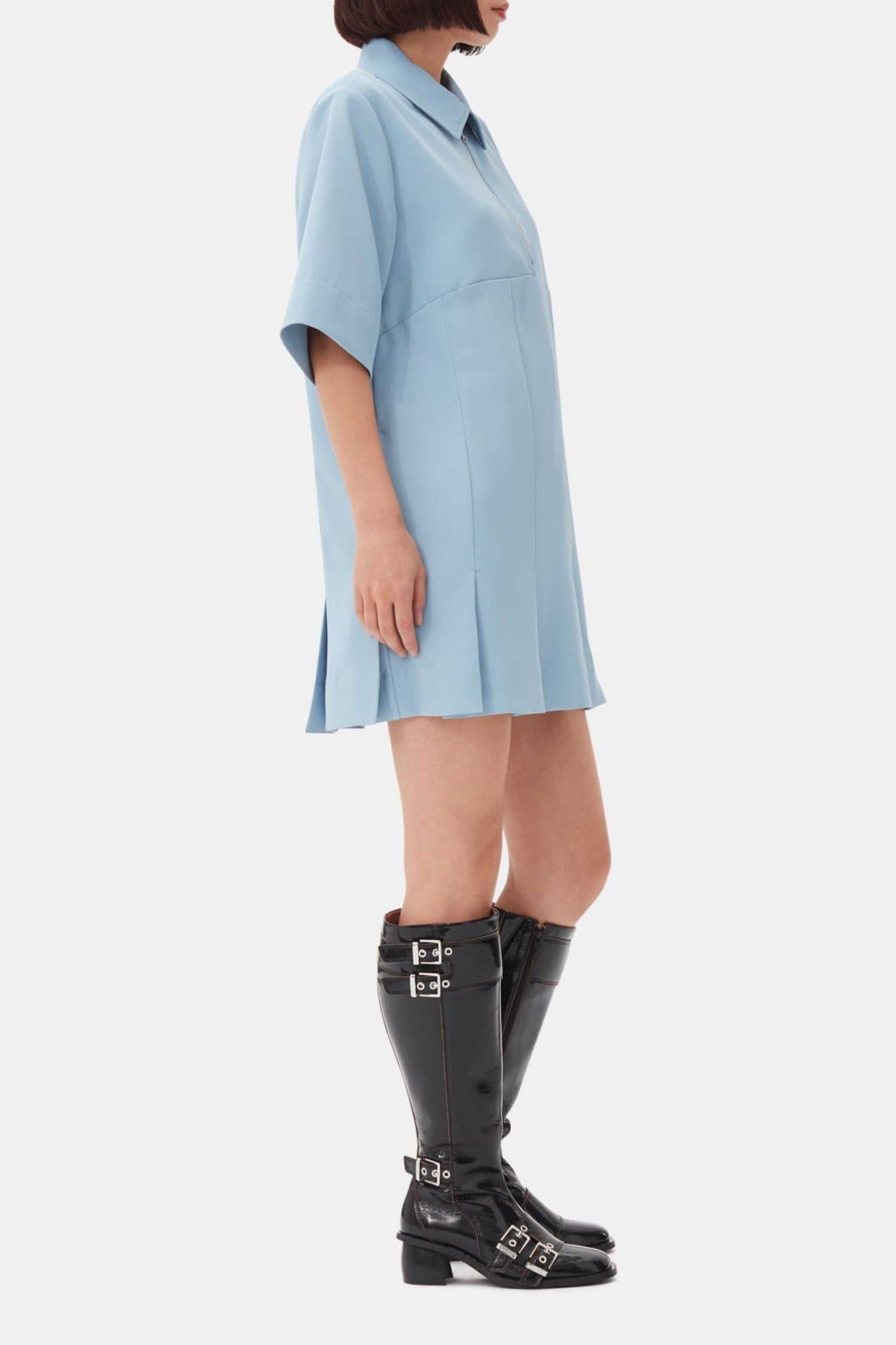 Robe courte en twill - Dusty Blue