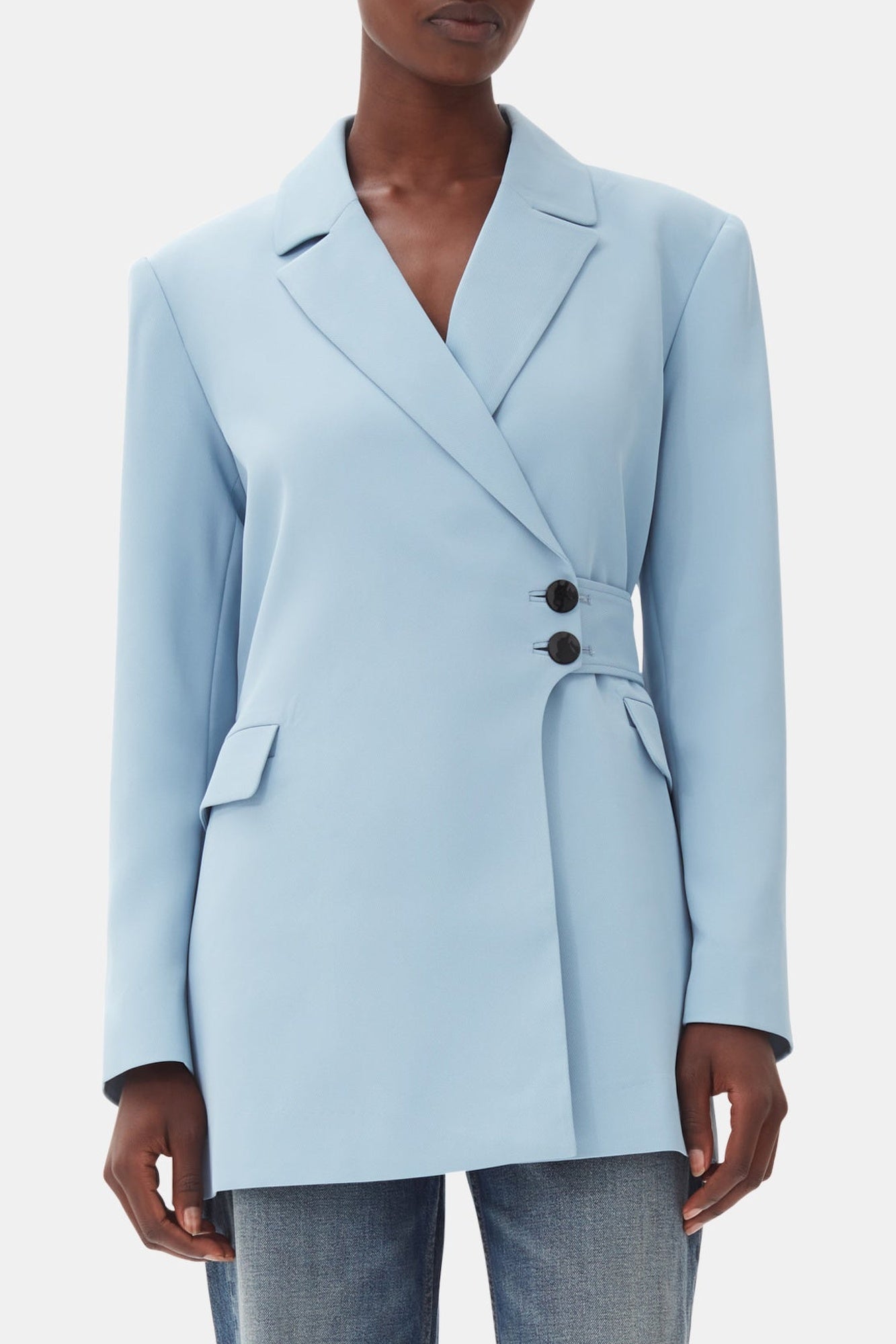 Blazer ceinturé en twill - Dusty Blue
