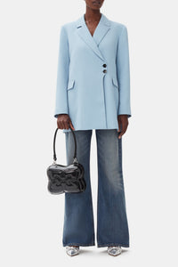 Blazer ceinturé en twill - Dusty Blue