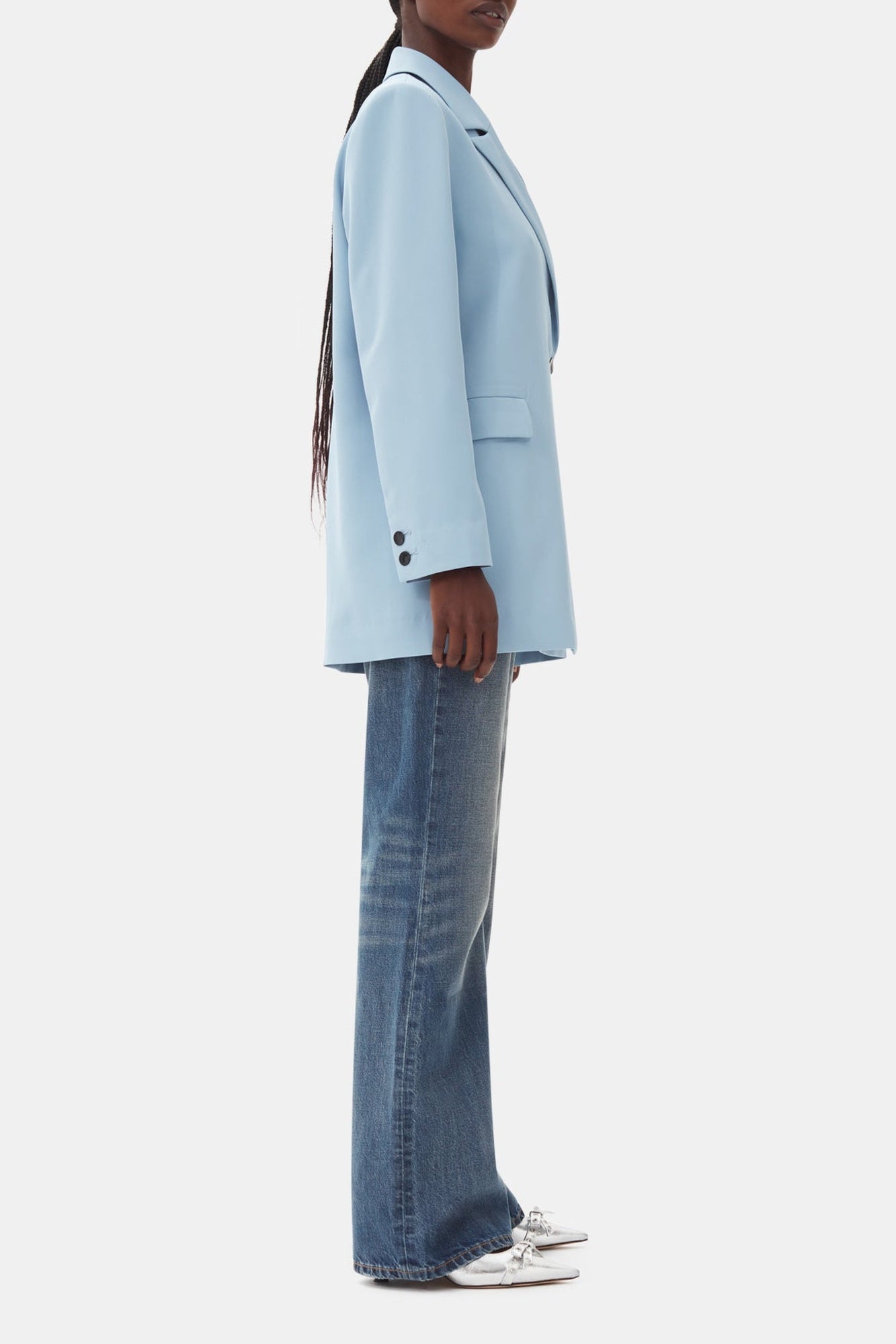 Blazer ceinturé en twill - Dusty Blue