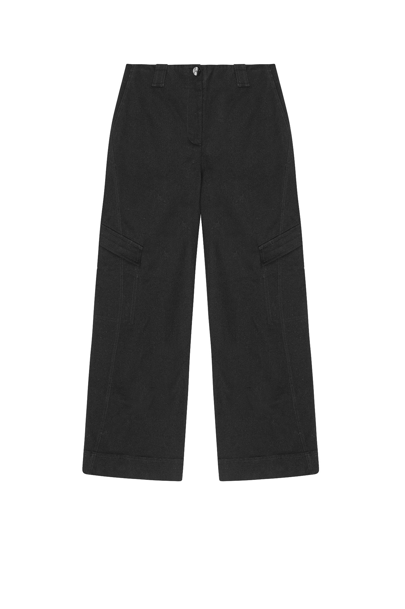 Pantalon taille mi haute à chevrons en toile - Black